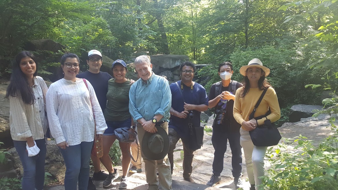 Students pose for a picture while on a hike.